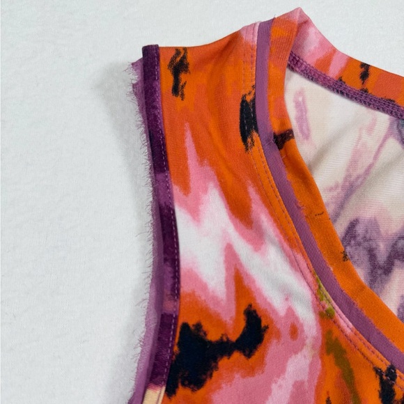 SIMPLY VERA VERA WANG Y2K A-Line Splatter Tie-Dye Chiffon Trim Mini Dress Size M - Picture 7 of 12